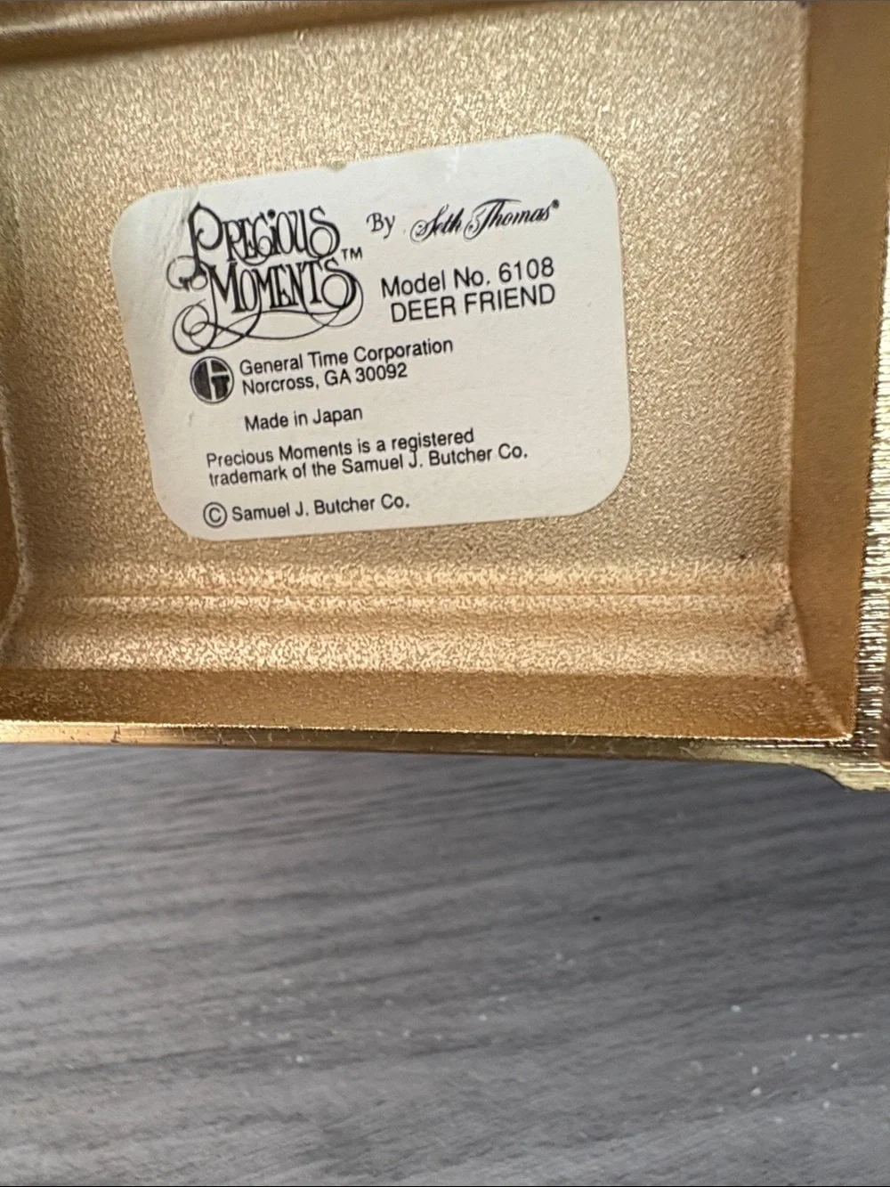 Precious Moments Gold Tabletop Carriage Clock with Illustrated Dial